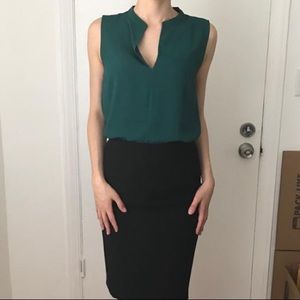 Green V neck blouse
